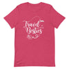 Travel Besties White Print T - Shirt - Her Pink PassportHeather Raspberry